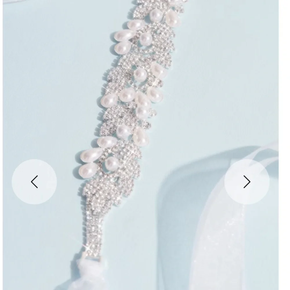 Crystal and Freshwater Pearl Filigree Leaf Sash Wedding belt